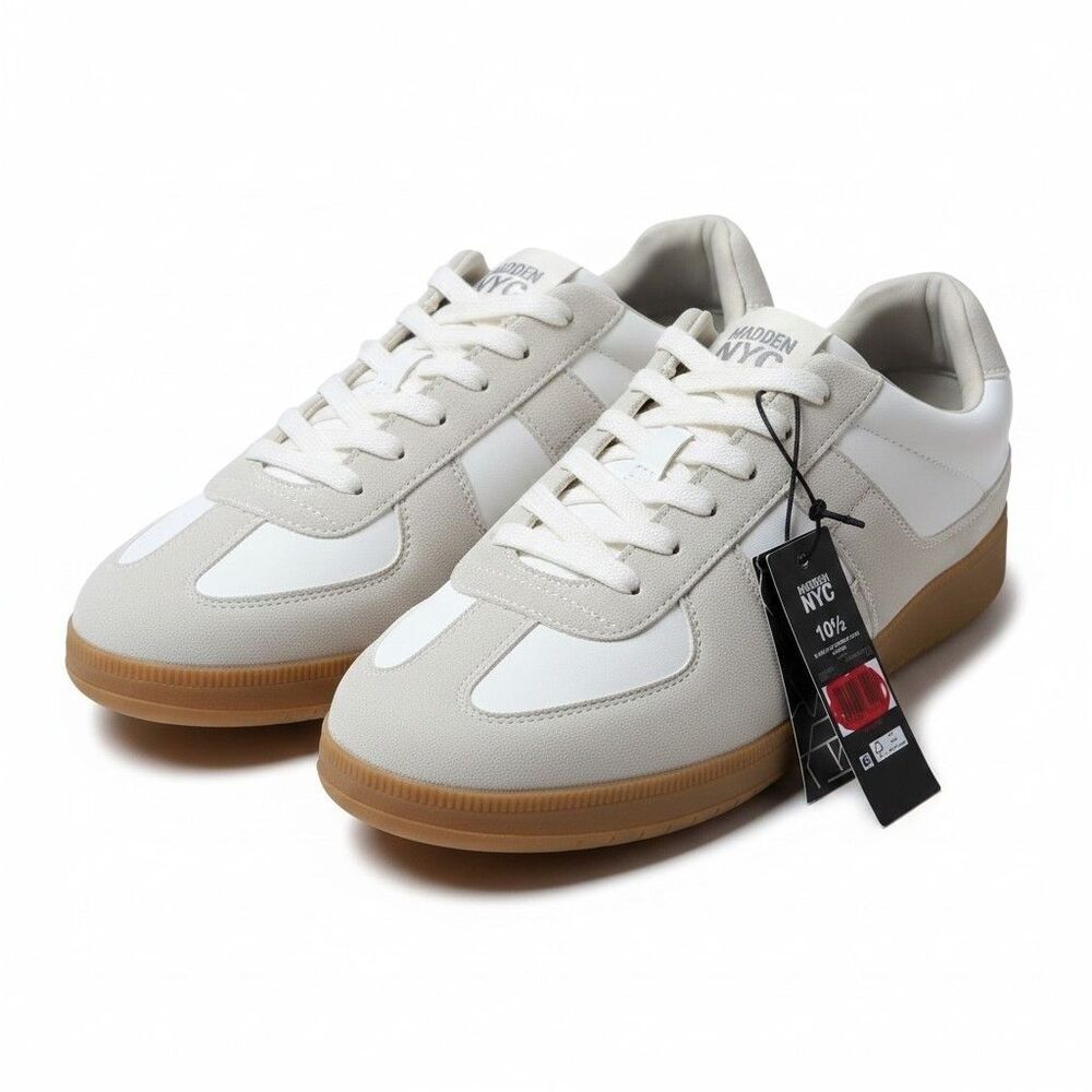 Madden NYC Morddy Sneakers Shoes Mens 10.5 White Retro Court GAT Style NEW NWT